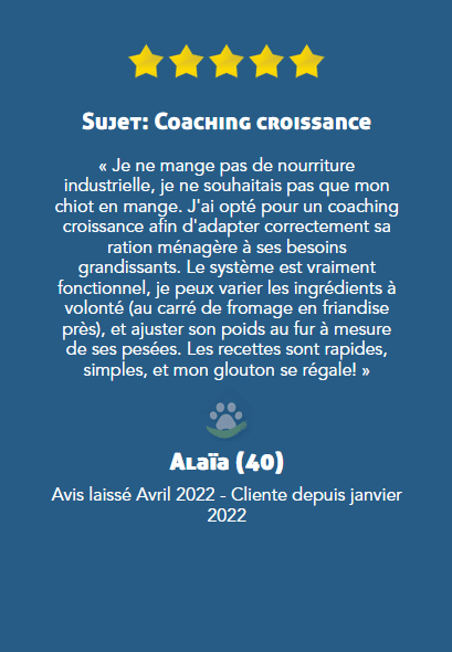 Avis sur le coaching croissance de cuisine-a-crocs - avis laissé par Alaïa